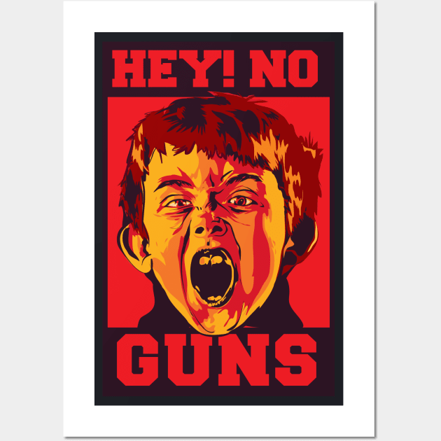 Hey! No Guns ( no more mass shooting ) Wall Art by Wulfland Arts